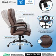 Boss Heavy Duty Double Plush LeatherPlus Chair-400 Lbs.