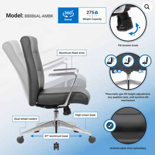 Mid Back Task Chair by Boss. Office Furniture located in Mission Viejo, Orange County, CA 33.619850, -177.680500