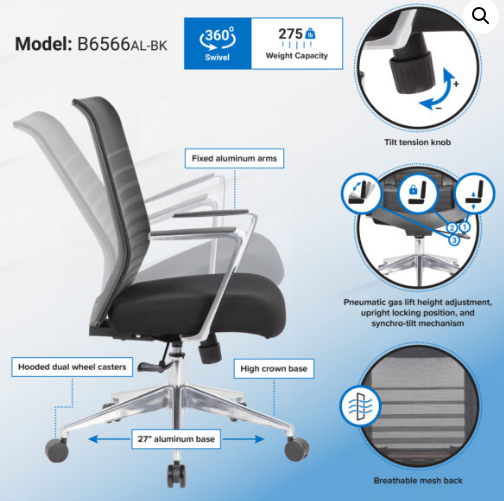 Mesh Back Aluminum Chair. Office Furniture located in Mission Viejo, Orange County, CA 33.619850, -177.680500