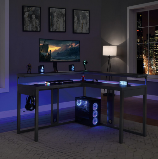 Loadout L Shaped Gaming Desk with LED Lights