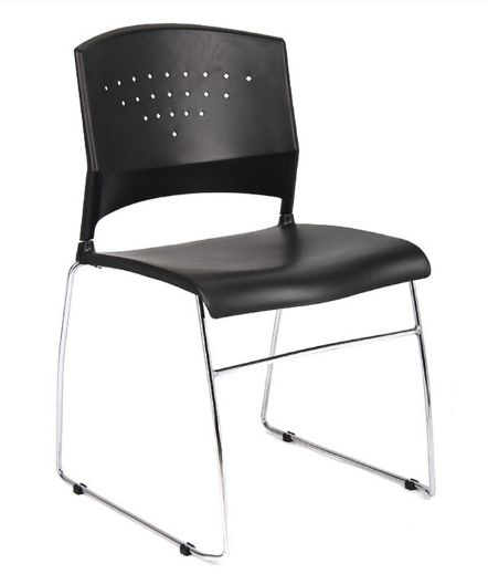 Boss Black Stack Chair With Chrome Frame