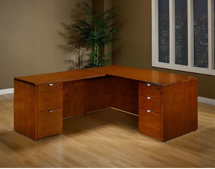 New - Kenwood L Shape Desk w/ x Pedestals