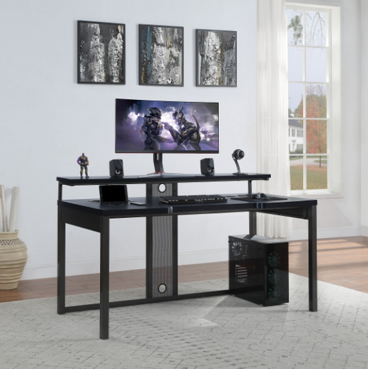 Adaptor Gaming Desk w/Durable PVC Chevron Pattern Finish