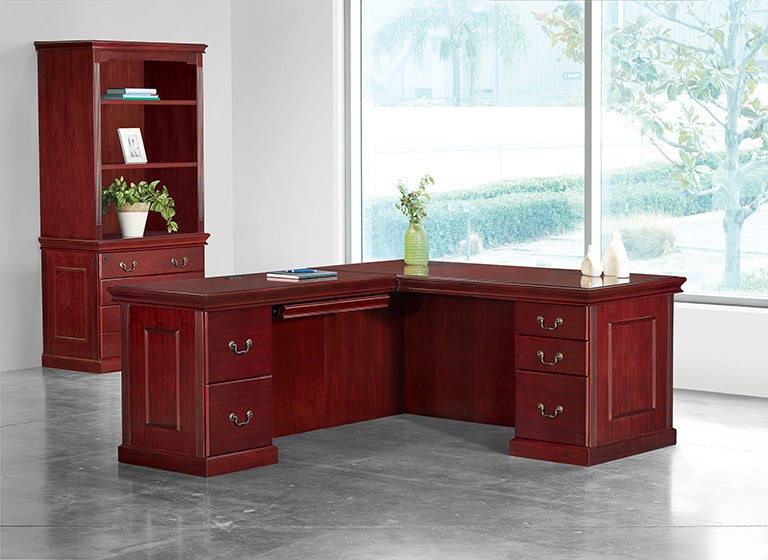 New - Townsend L Shape Desk with Bookcase