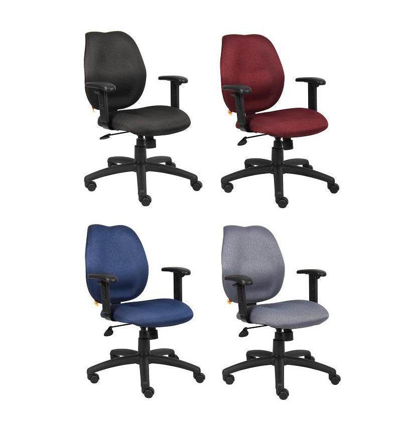 Boss Mid-Back Task Chair with Adjustable Arms, Black