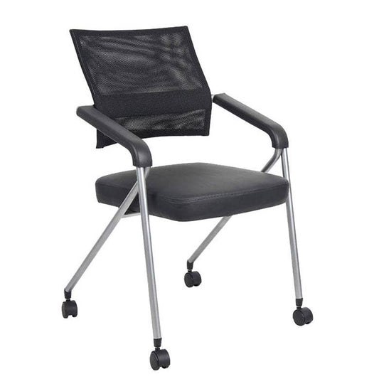 Boss Black Mesh Training Chair With Pewter Frame, (set of 2)