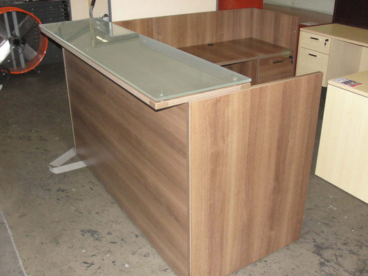 New Walnut Reception Desk with Glass Counter by Cherryman