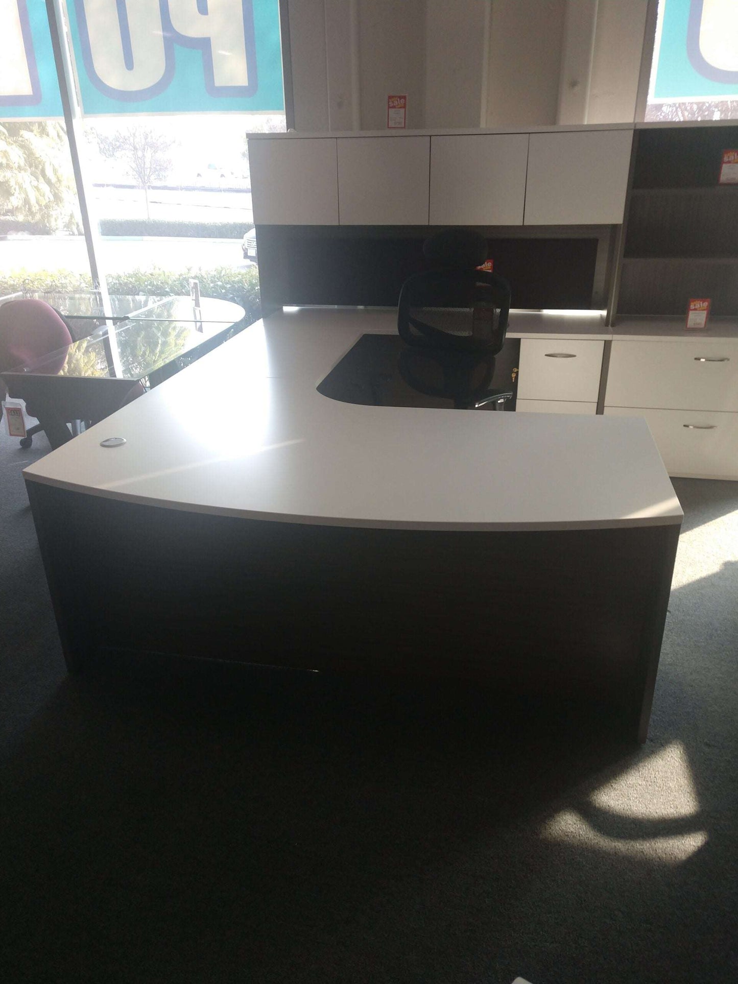New - Bow Front U Shape Desk w/Hutch by Maverick
