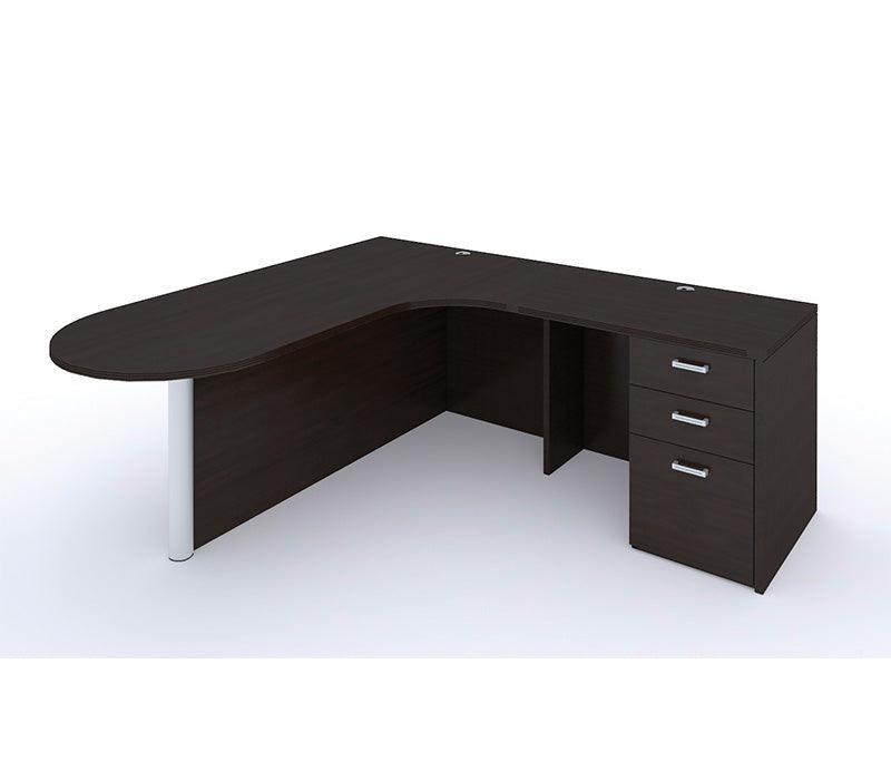 New L-Shape Desk with Bullet Front by Cherryman