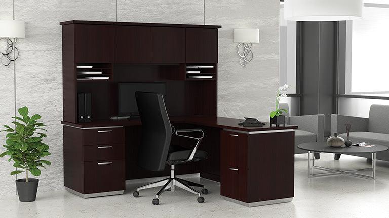 New Tuxedo Series L-Shape Desk with Hutch by Office Star